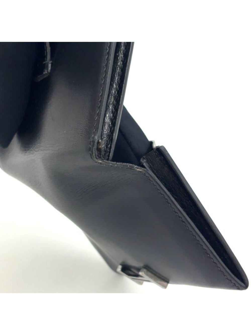 Hermes Bearn Box Calf Black Card Case Silver - Picture 10 of 15